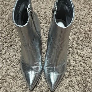 Marc Fisher Metallic Silver Ankle Booties